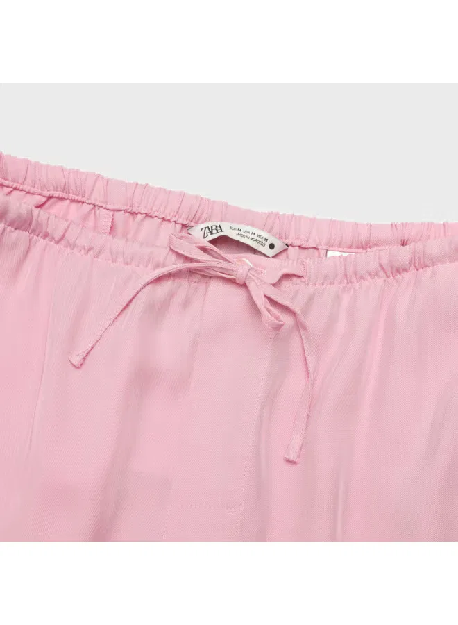 Брюки широкие мягкие комфортные Zara, розовый — фото 4