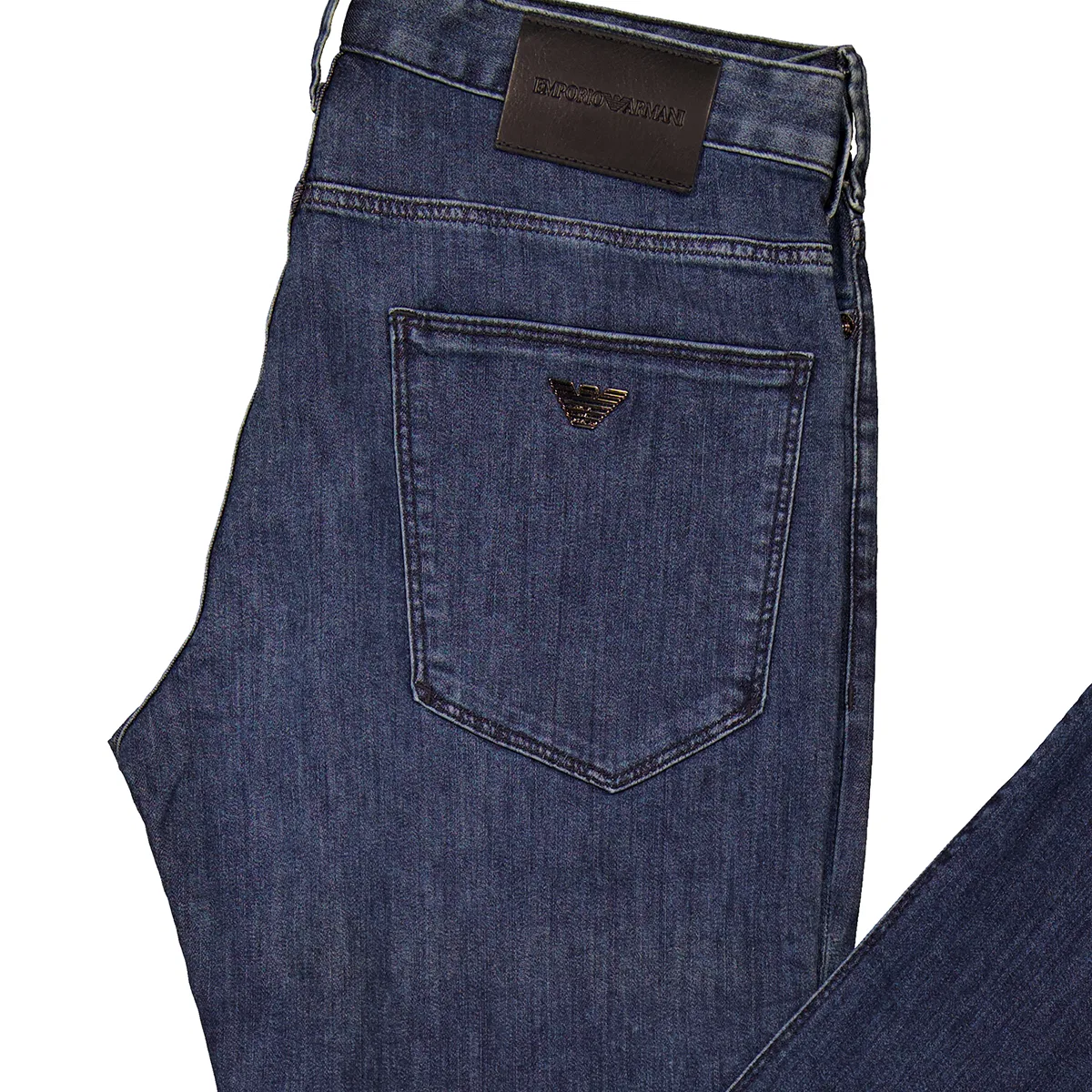Джинсы J06 Slim-Fit Worn-Effect Denim Jeans Emporio Armani, Denim Blue Medium Wash — фото 2