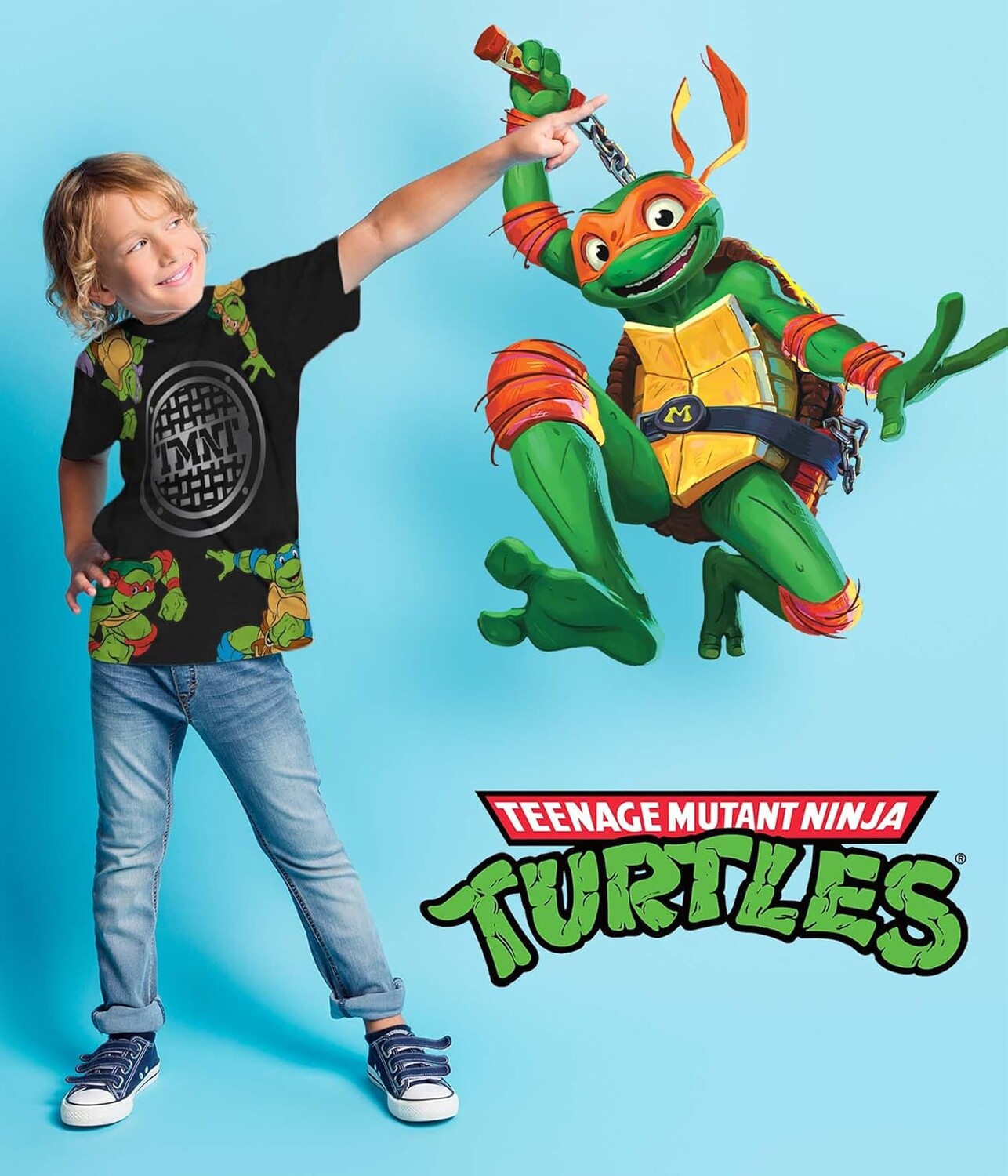 Набор детских футболок Nickelodeon Teenage Mutant Ninja Turtles, 3 предмета, зеленый/белый/черный — фото 2