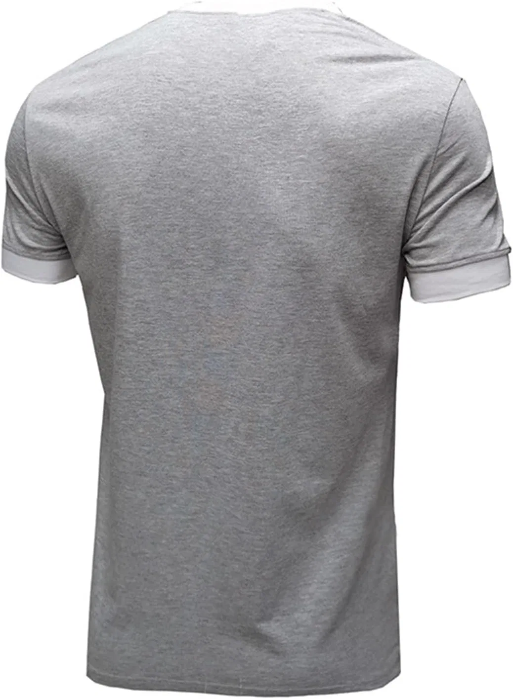 Мужская футболка с V-образным вырезом и пуговицами, облегающая Lightweight, Grey — фото 4