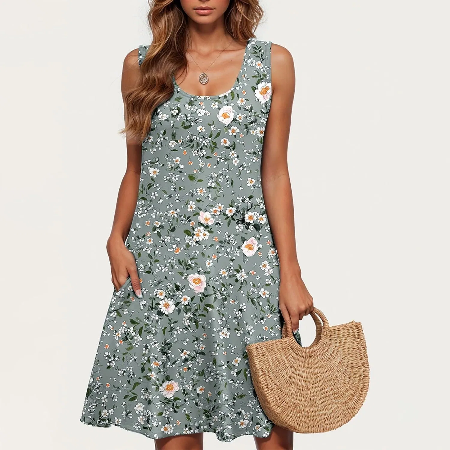 Женское летнее платье с цветочным принтом A-line Sundress, Multicolor — фото 4