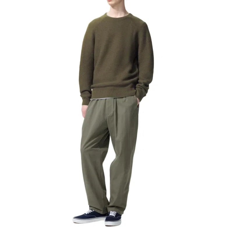Мужской джемпер с круглым вырезом UNIQLO, Olive Green — фото 3