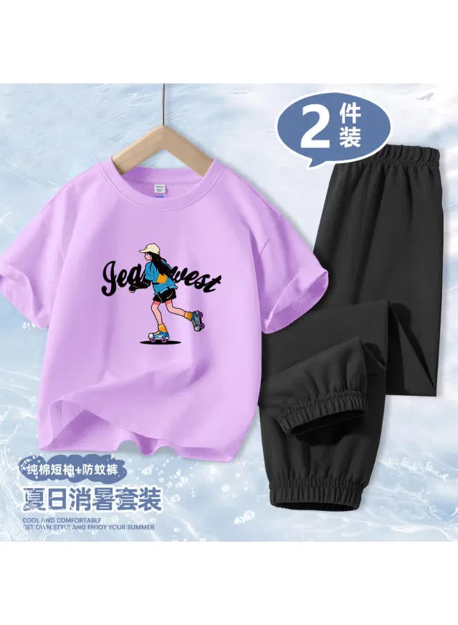Jeanswest Комплект летний с коротким рукавом и брюками от комаров, светло-фиолетовый — фото 2
