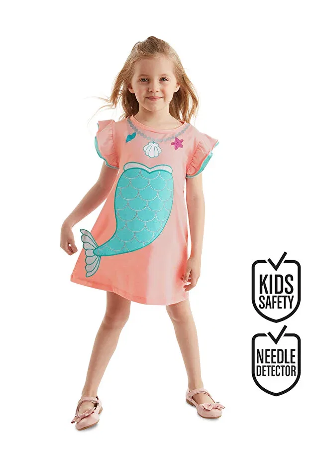 Детское платье для девочек с воланами Mermaid Pink Denokids, Pink