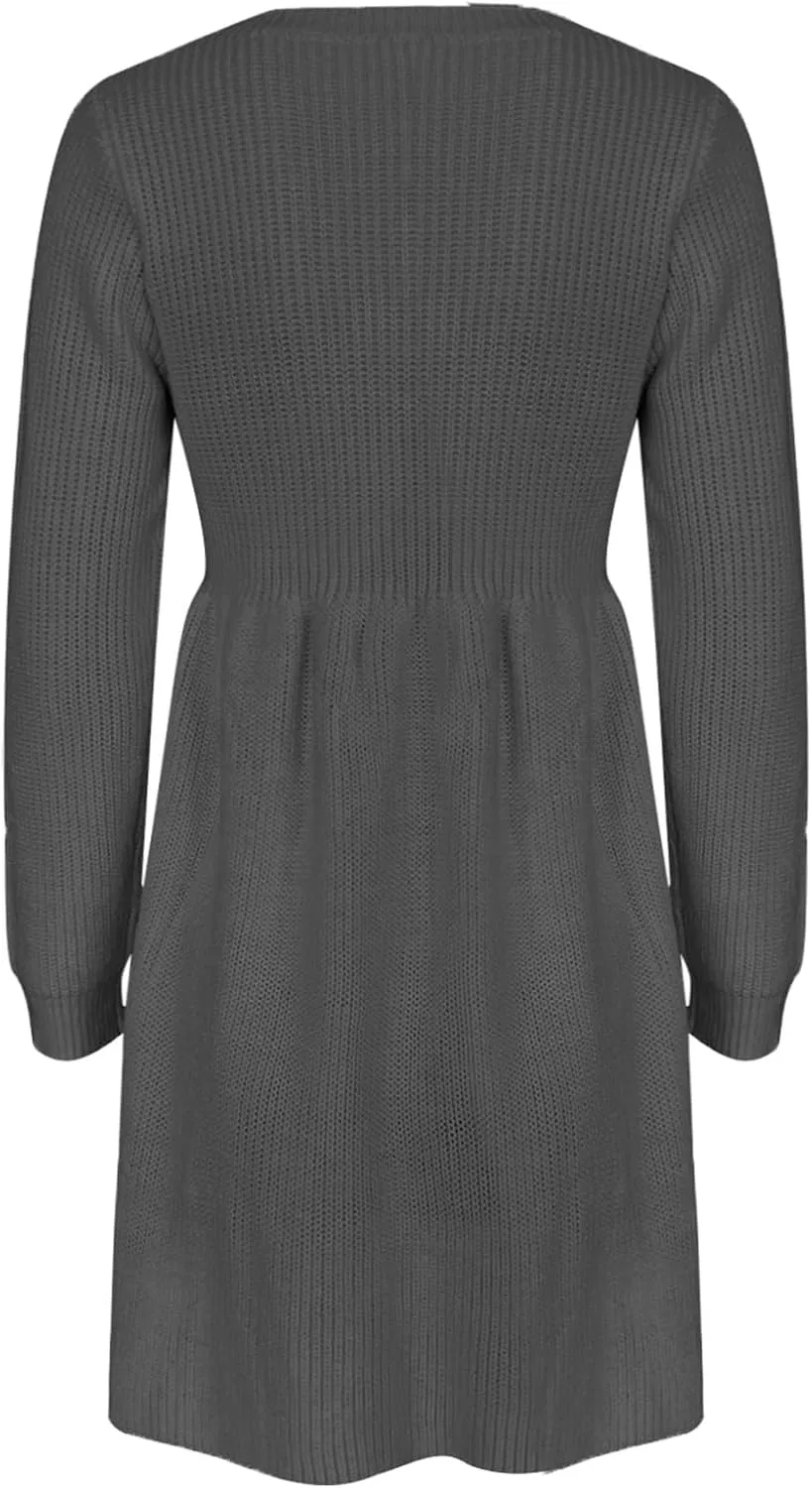 Женское платье-трапеция с длинным рукавом, модель A-Line Babydoll Tunic, серый — фото 4