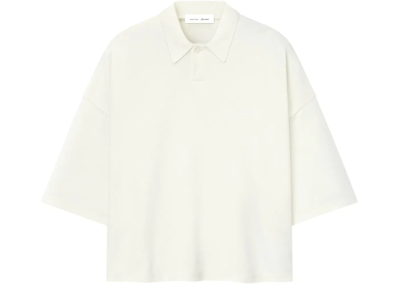 Мужское поло с коротким рукавом Fear of God Essentials Pique Signature 90's Cropped Polo, Ivory