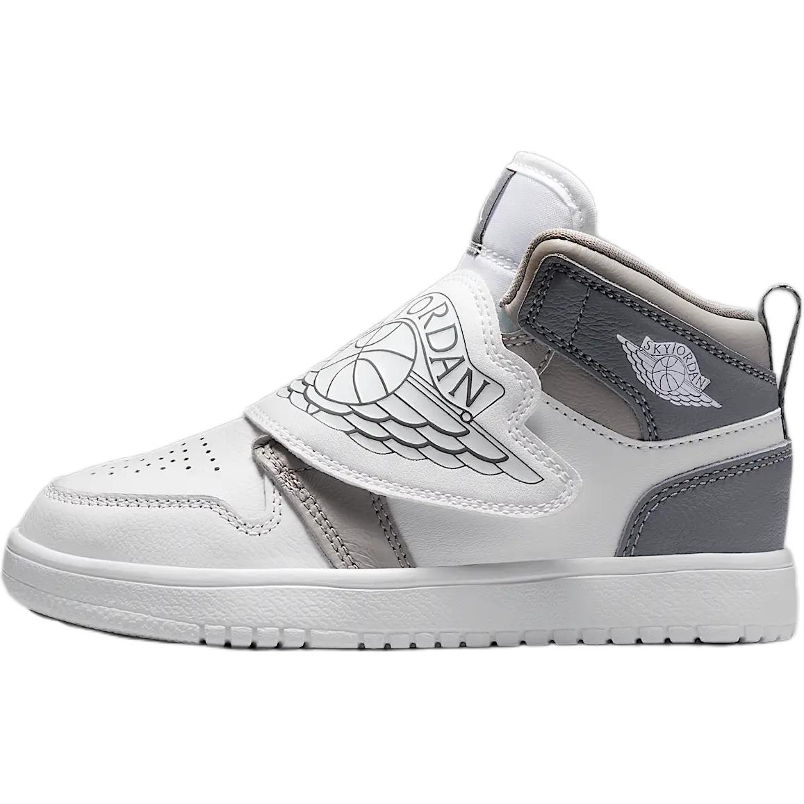 

Jordan Серые белые детские скейтбординговые кроссовки Sky 1 Slip Resistant Abrasion Resistant High top