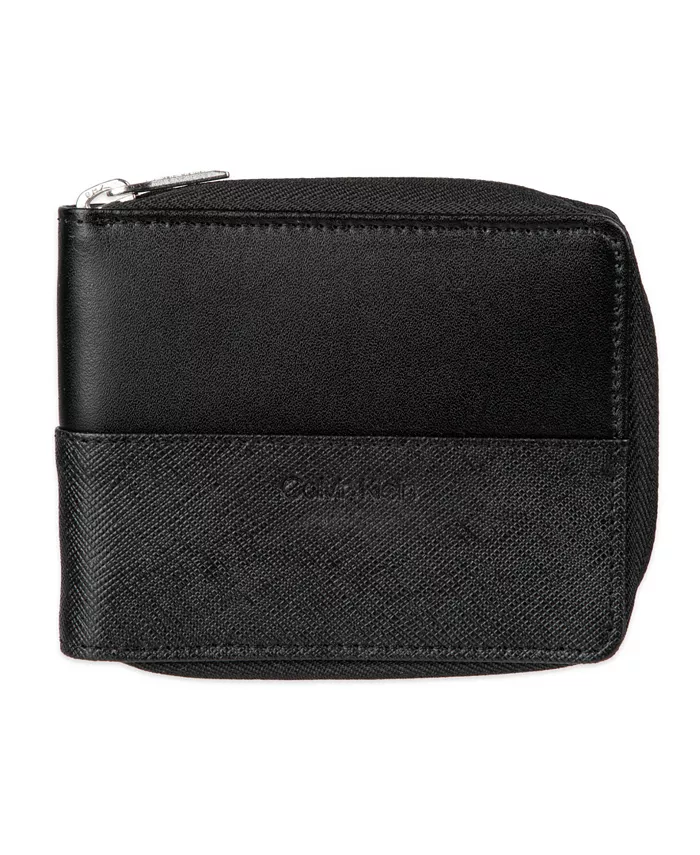 

Мужской кошелек Zip Around с RFID-защитой и перекрывающимся саффиано Calvin Klein