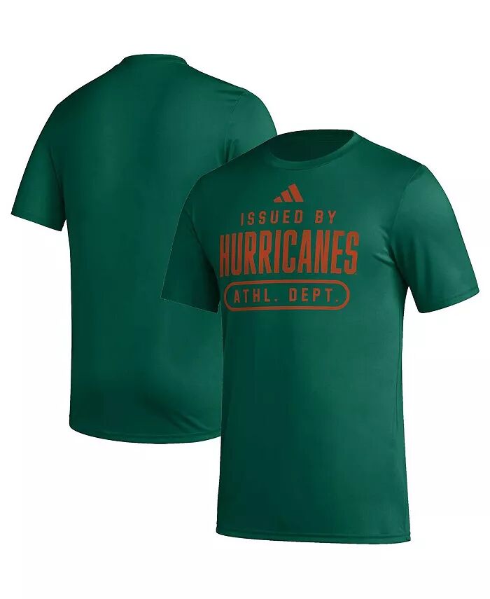 

Мужская зеленая футболка Miami Hurricanes Sideline AEROREADY Pregame adidas