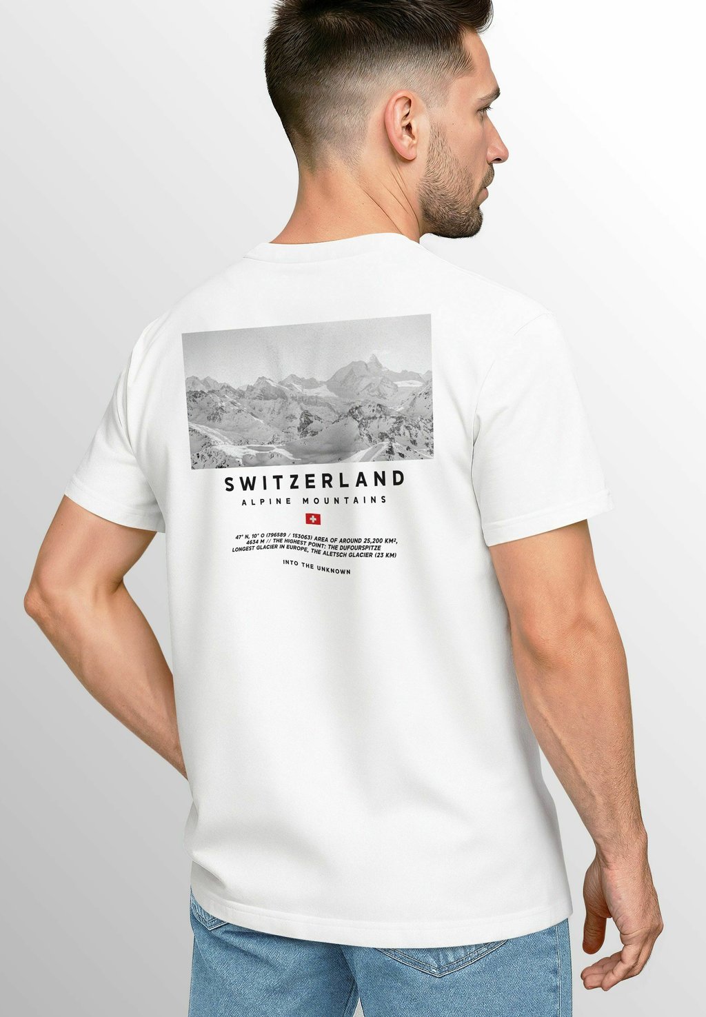 

Футболка с принтом WANDERN BERGE ALPEN SCHWEIZ FOTO BACK OUTDOOR FASHION Neverless, антрацит