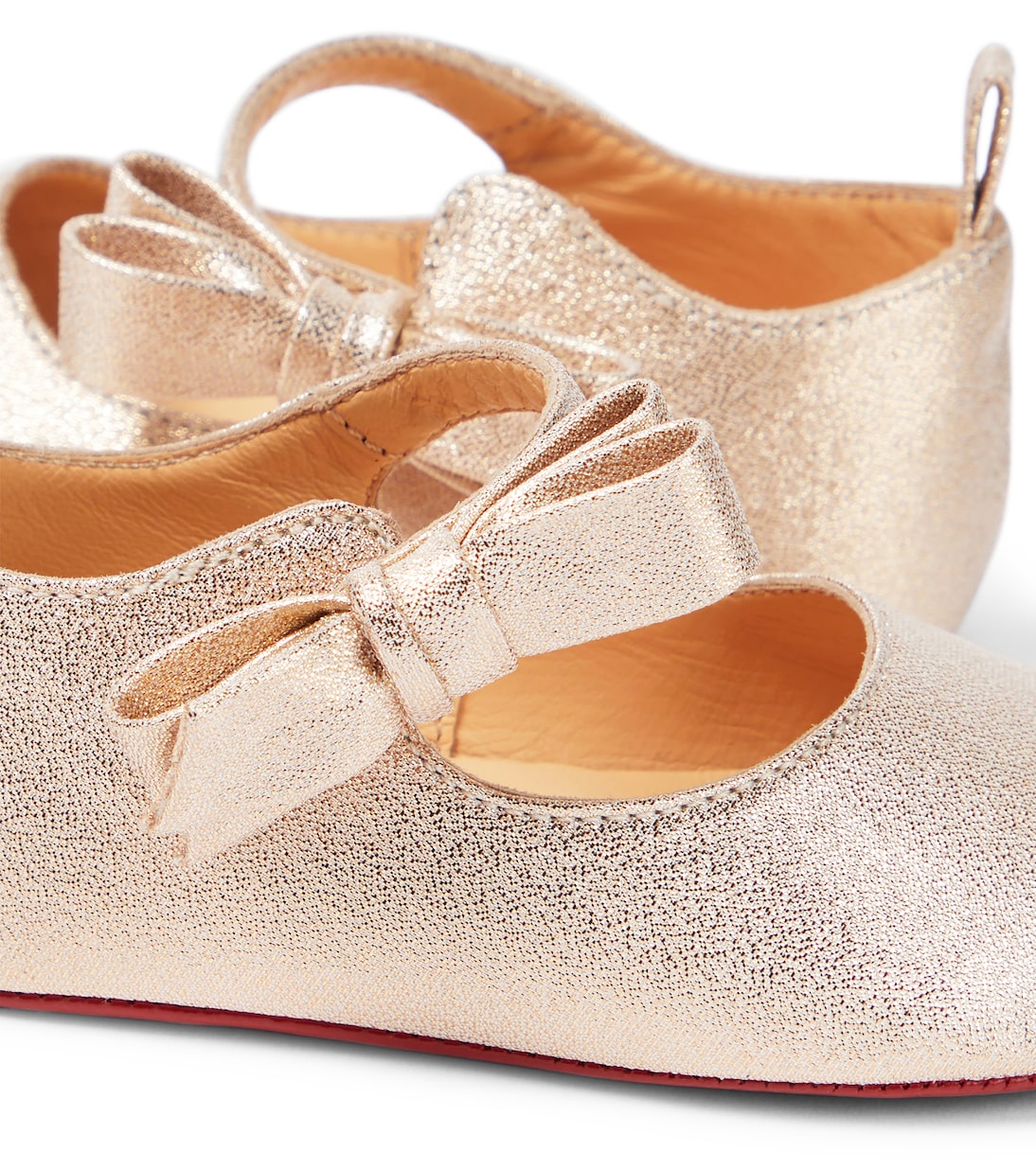 Туфли Lou Babe из металлизированной кожи с бантом Christian Louboutin Kids, Platine — фото 4