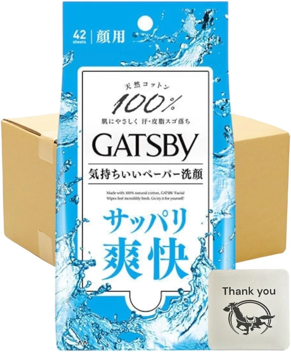 Салфетки для лица Mandom Gatsby освежающие с ароматом аква, набор 42 шт + бонус