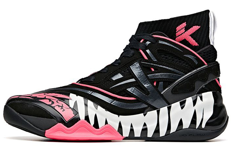 

ANTA MARVEL x Destruction-Venom KT6 KT Амортизирующие противоскользящие и износостойкие высокие баскетбольные кроссовки черно-розовые