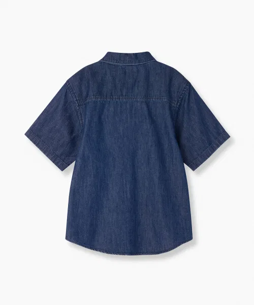 Детская рубашка деним с коротким рукавом MUSINSA STANDARD KIDS Мидиум индиго — фото 3