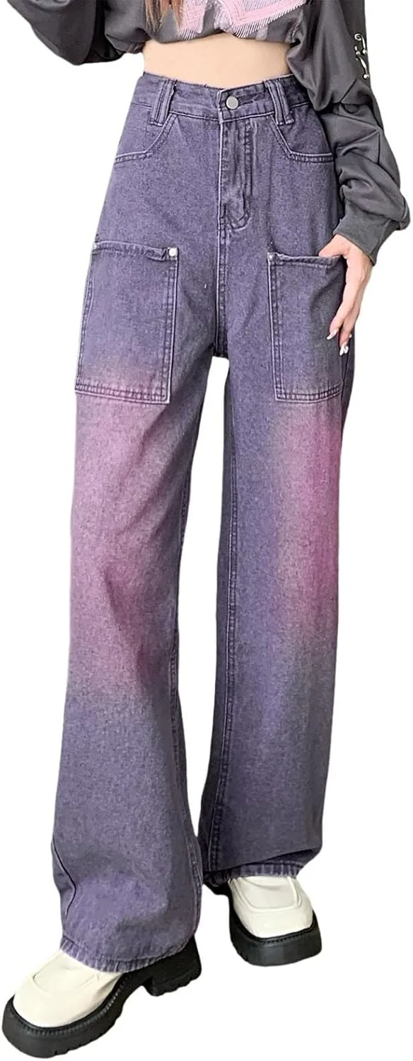 

Женские прямые джинсы Vintage Baggy High Waisted Wide Leg