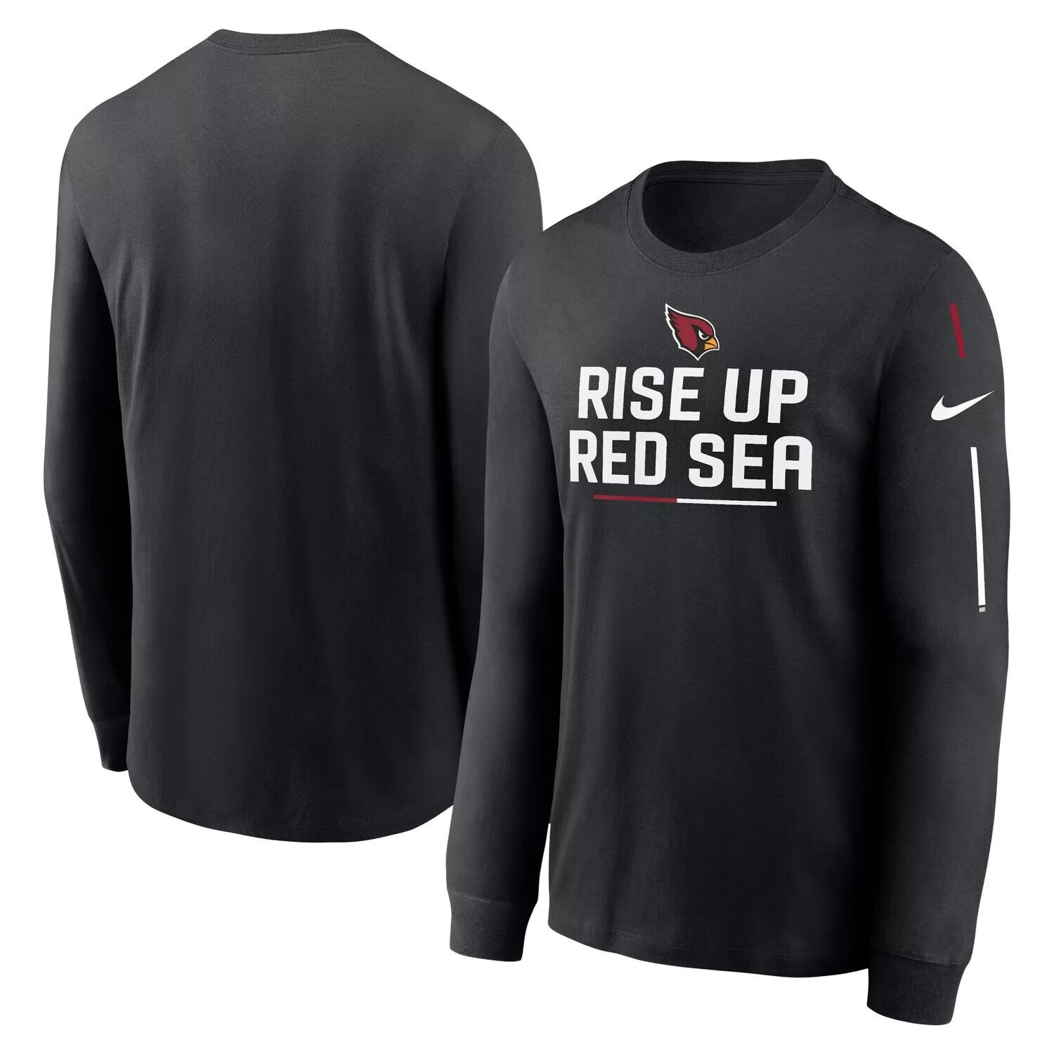

Мужская черная футболка с длинным рукавом и надписью Arizona Cardinals Team Nike, Черный, Мужская черная футболка с длинным рукавом и надписью Arizona Cardinals Team Nike