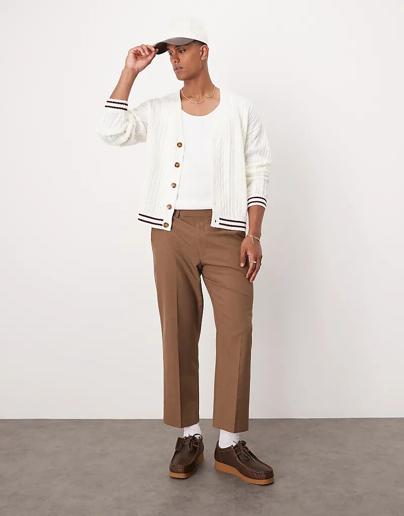 

Укороченные прямые брюки ASOS DESIGN коричневого цвета