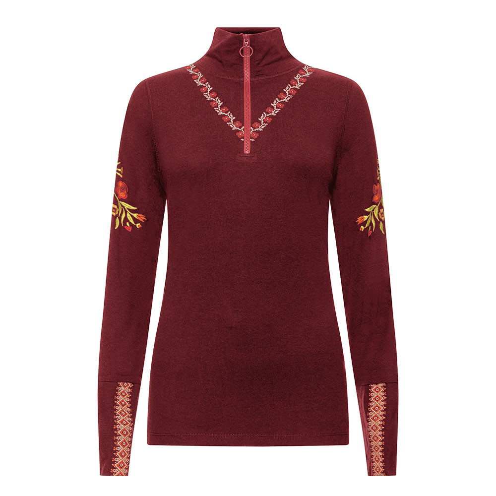 

Исландский свитер Angelina с застежкой-молнией до середины груди (женский), Merlot