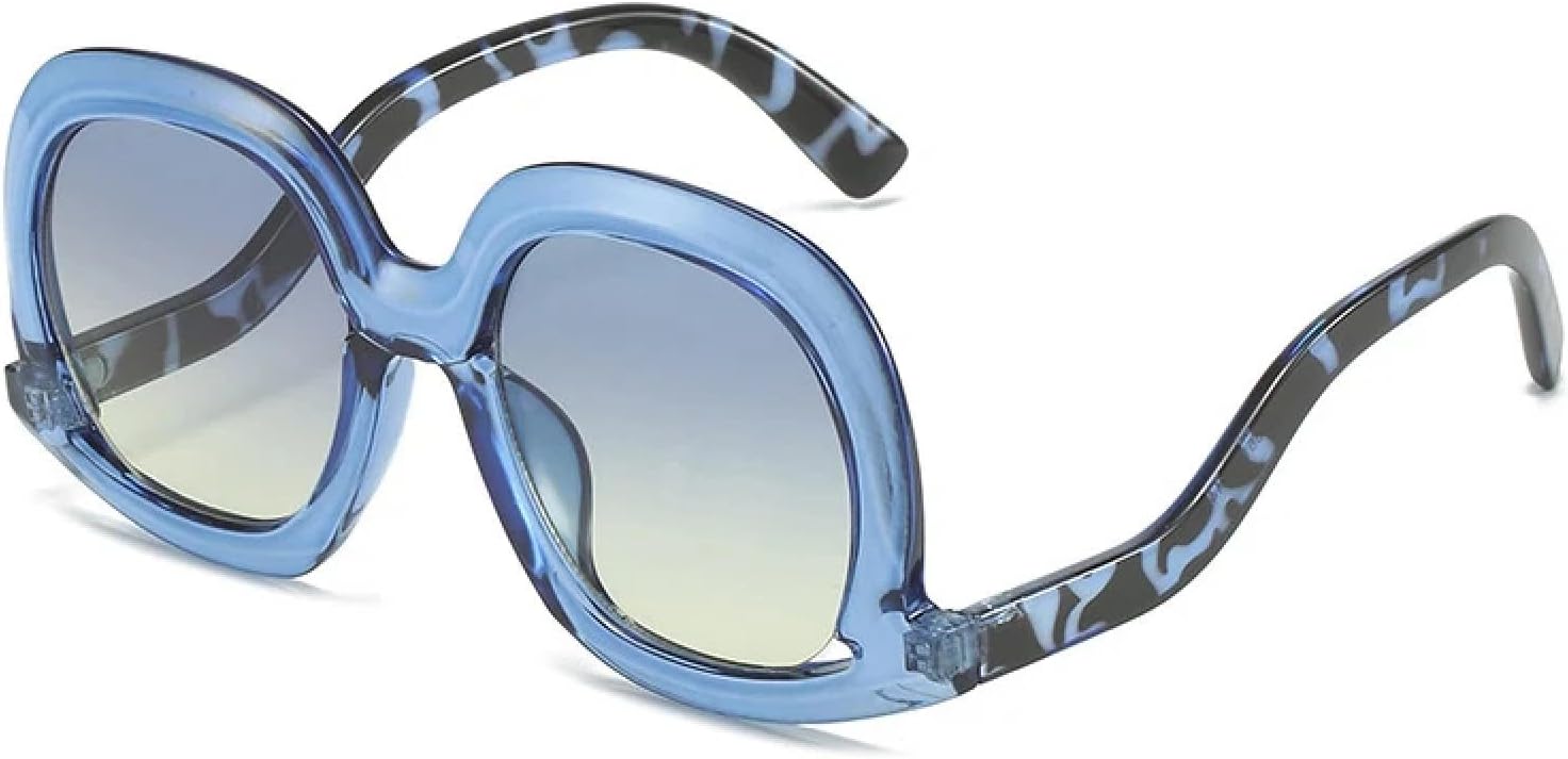 

Модные уникальные овальные солнцезащитные очки для женщин, модные разноцветные очки с леопардовым градиентом, защита от УФ-излучения UV400 для мужчин HHZZYVY, Leopard Blue Yellow