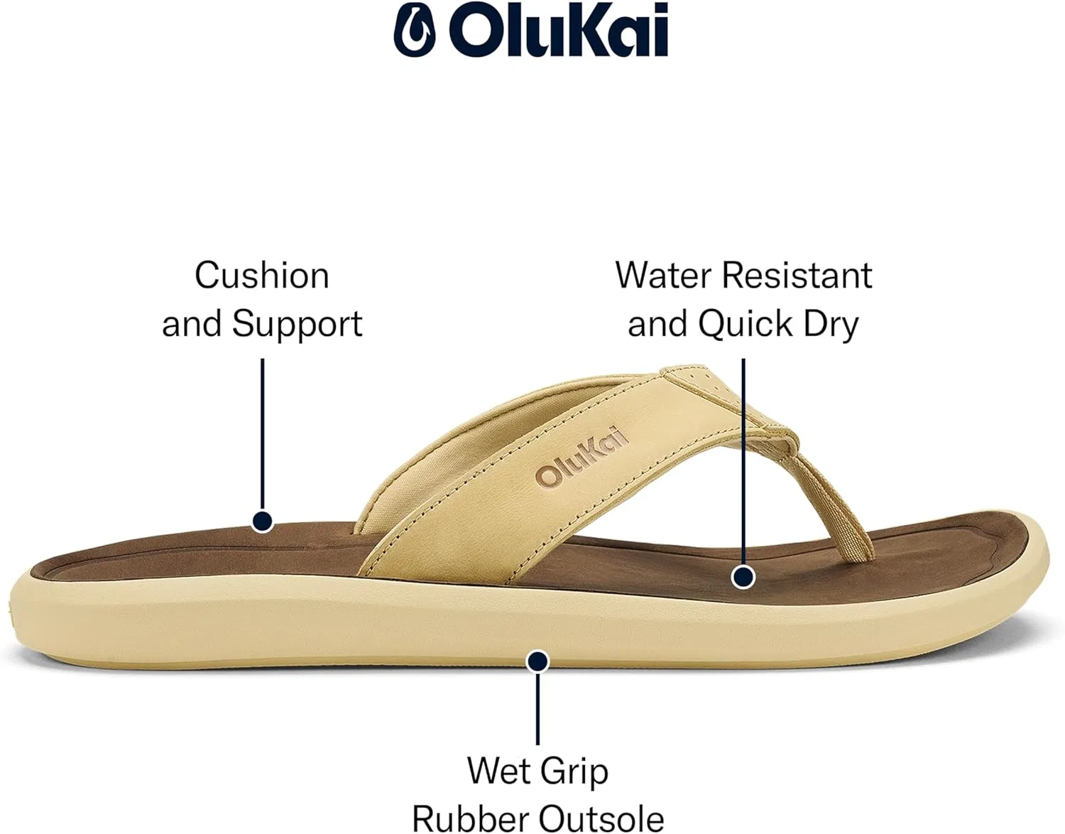 Сандалии из натуральной кожи с поддержкой стопы OLUKAI, Toasted Coconut/Tan — фото 2
