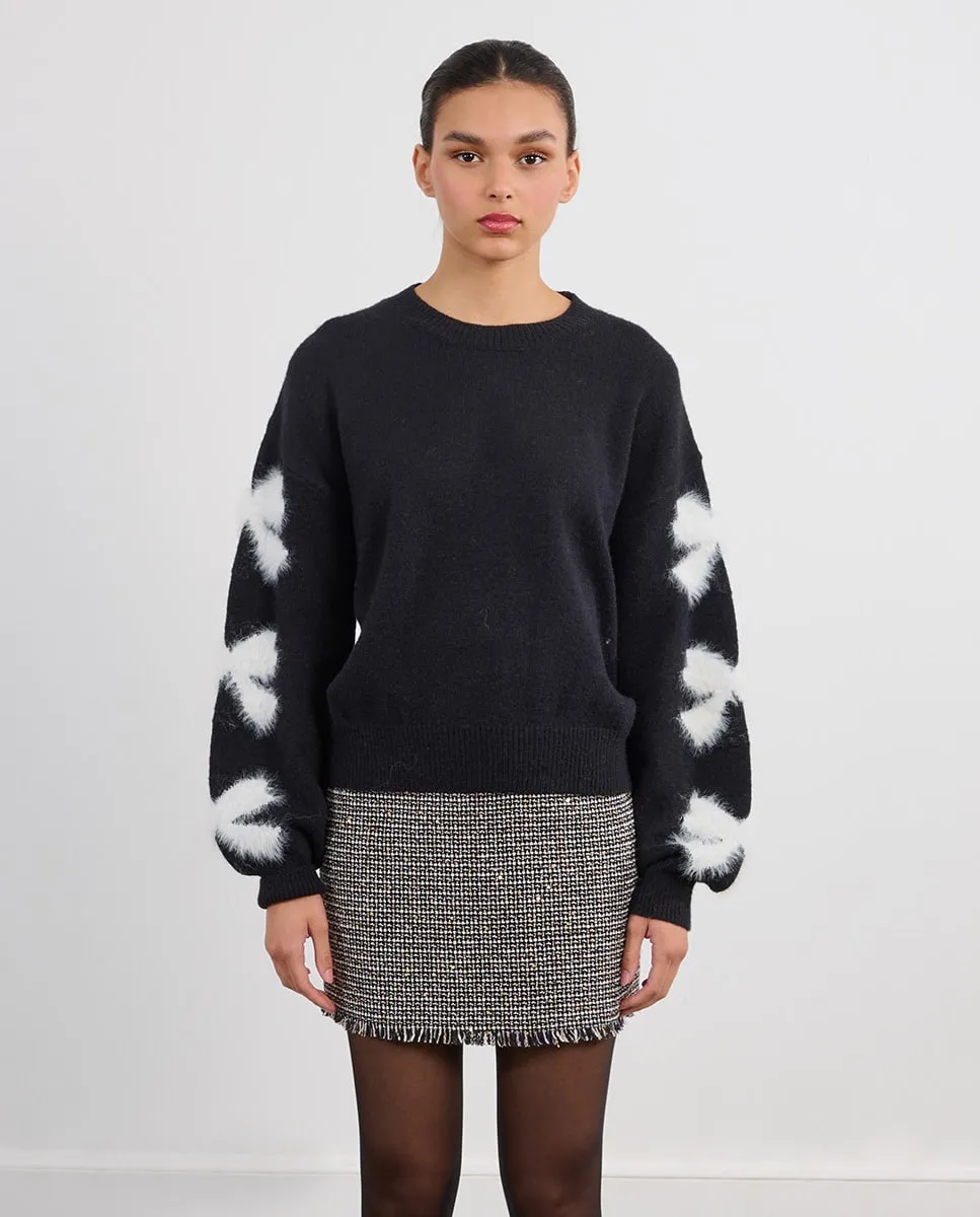 

Женский джемпер с длинным рукавом, с деталями в виде бантиков Lili Sidonio, черный