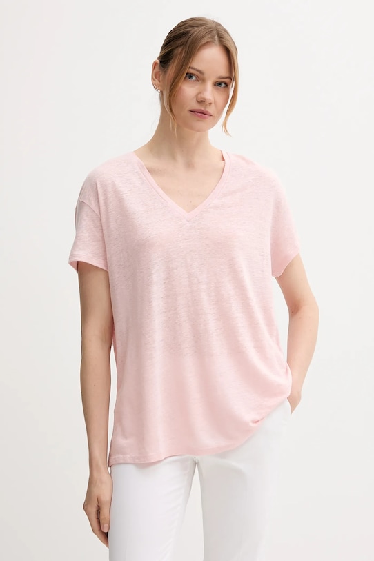

Льняная футболка United Colors Of Benetton, розовый
