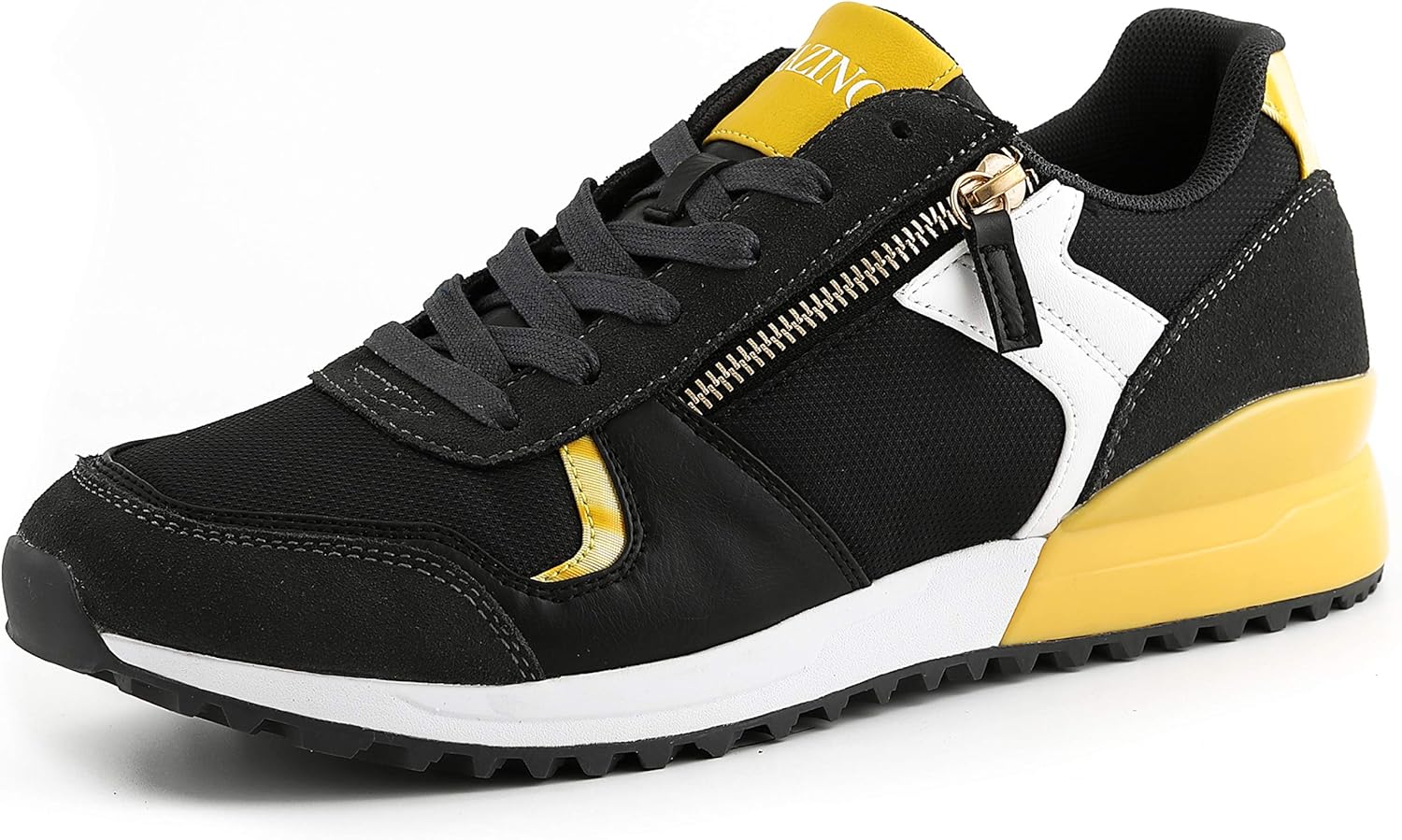 

Мужские кроссовки Mazino Sunstone из замши и сетки низкие - спортивные кеды на шнуровке с боковой молнией - удобные двуцветные повседневные спортивные туфли, желтый