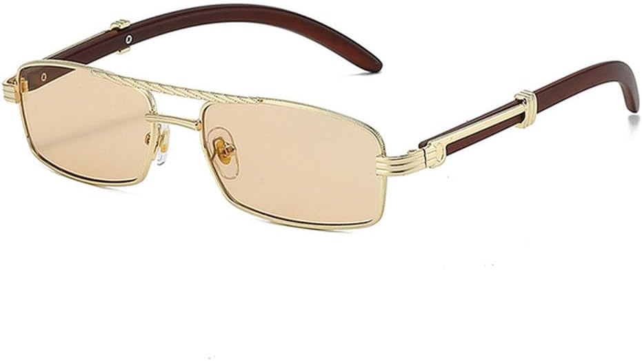 

Ретро металлические солнцезащитные очки с двойной перемычкой, прямоугольной формы, с прозрачными градиентными линзами, защита от ультрафиолета UV400, мужские солнцезащитные очки HHZZYVY, Golden Champagne