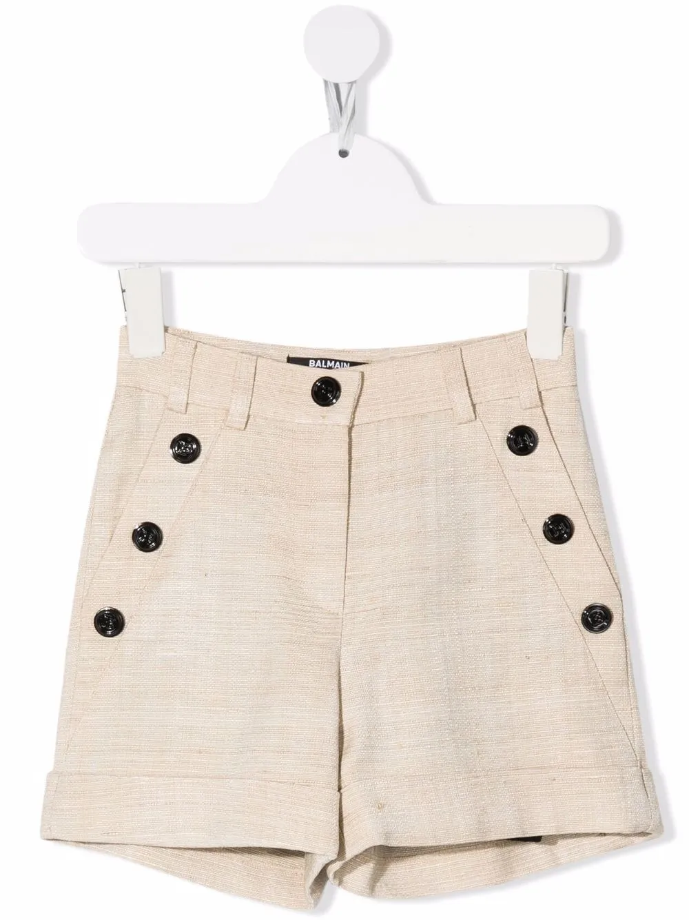 

Короткие шорты с завышенной талией Balmain Kids, нейтральный