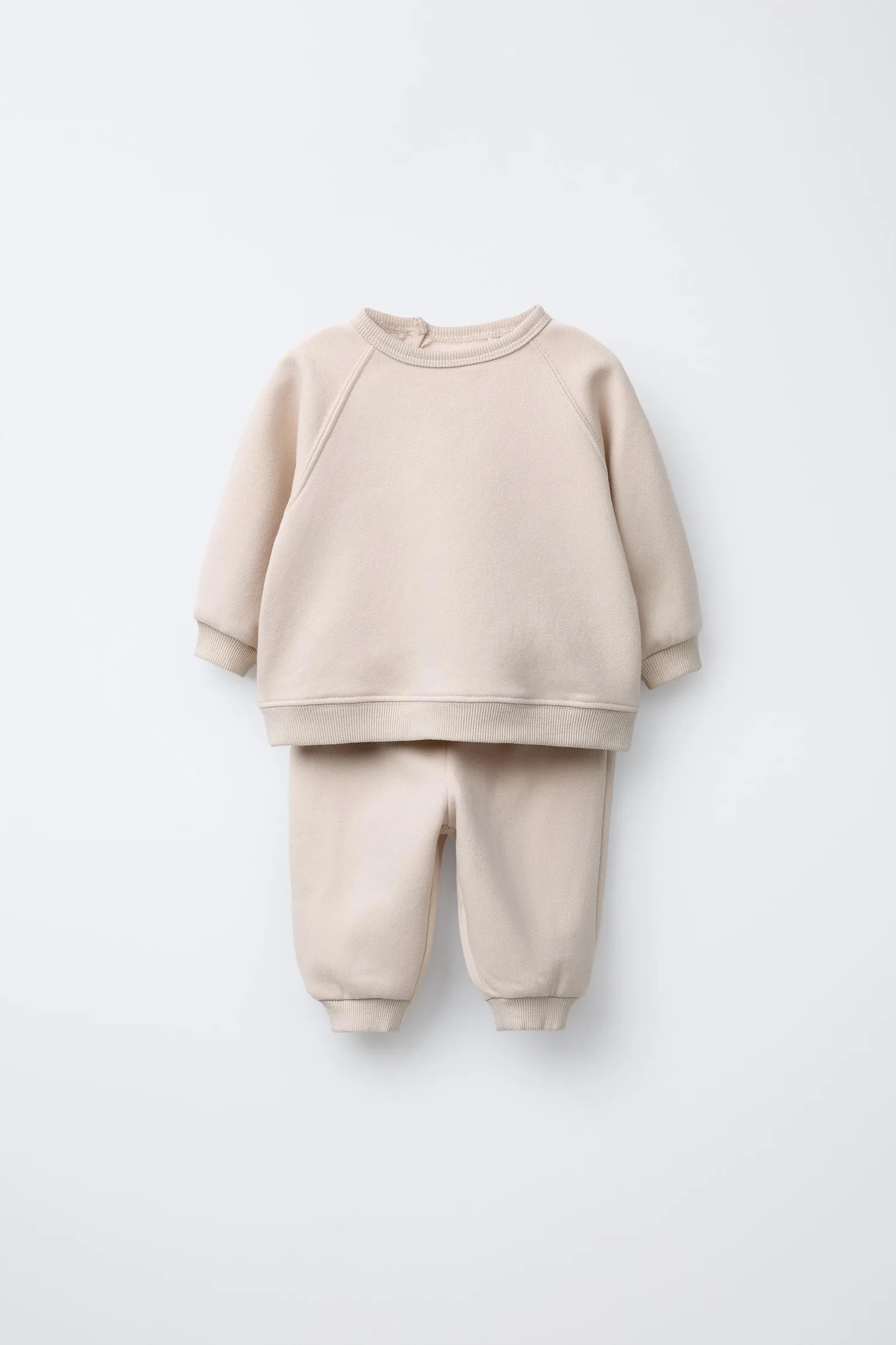 Комплект из толстовки и спортивных брюк с начесом внутри Zara, светло-бежевый