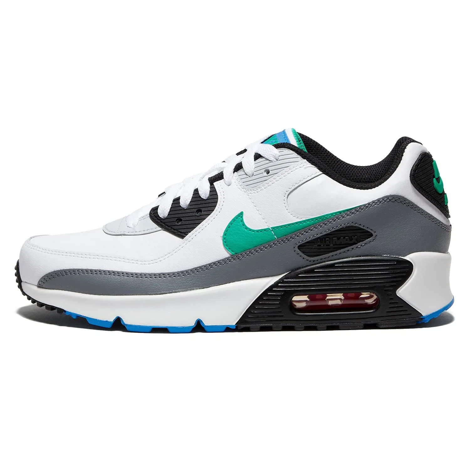 Детские кроссовки для девочек с шнуровкой Air Max 90 NIKE, White Green Stadium Pure Platinum