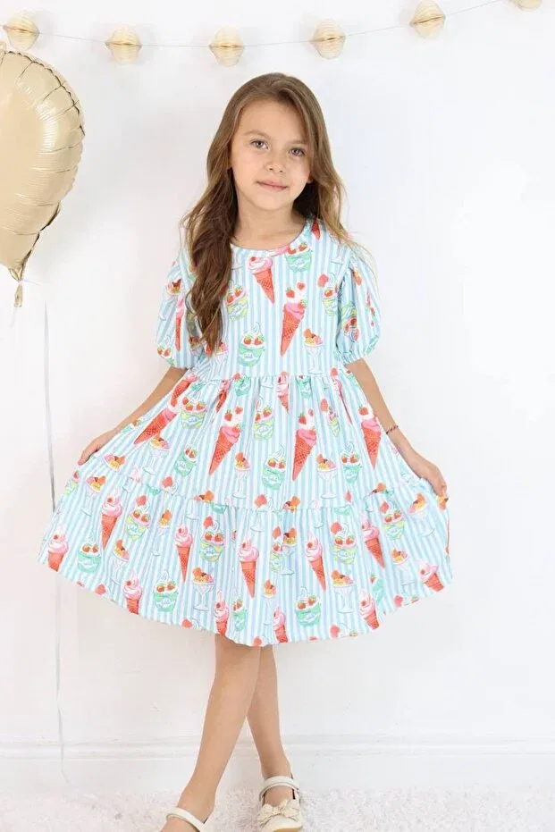 Детское платье для девочек с принтом Ice Cream Print Arbi Kids, Blue