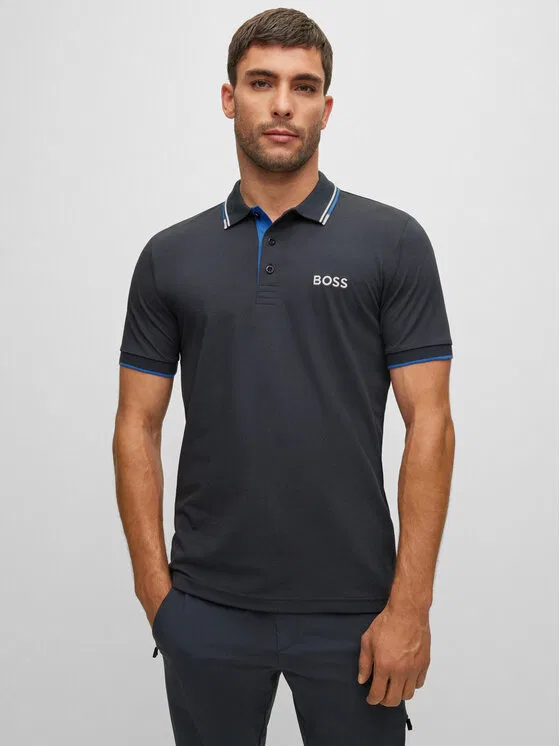 Поло regular fit Paddy Pro Boss, темно-синий