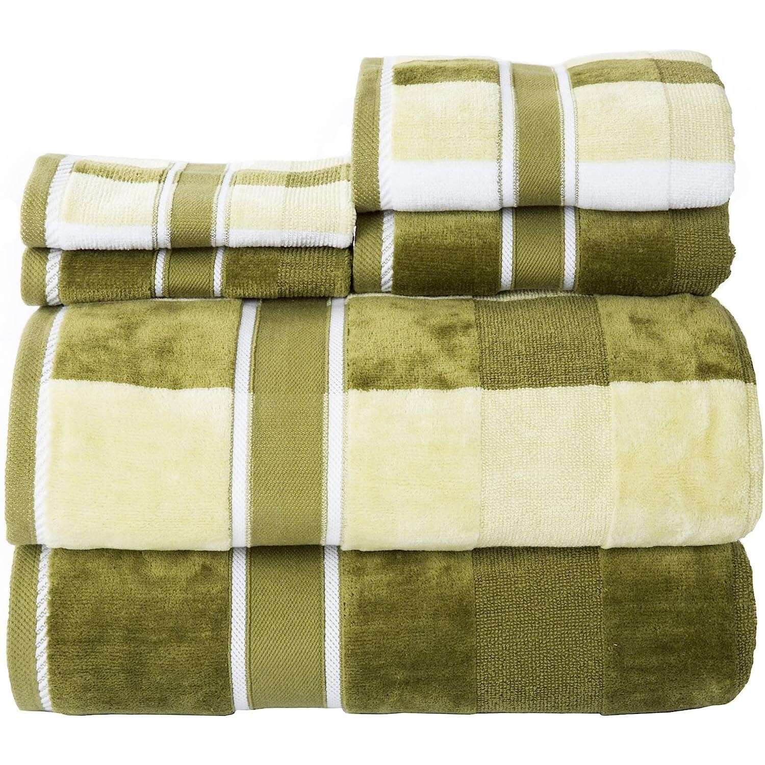 

Набор полотенец Lavish Home Cotton With Velour Finish, 6 предметов, зеленый/мультиколор