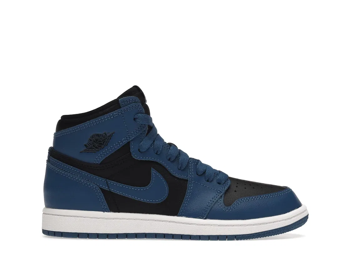 Детские кроссовки с двухцветным дизайном Jordan 1 Retro High OG Dark Marina Blue Jordan, Dark Marina Blue/Black-White