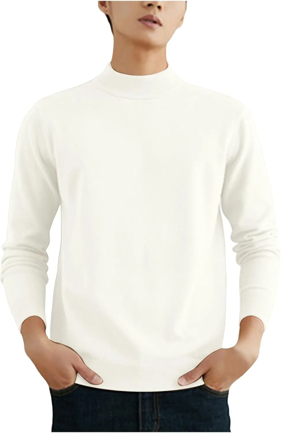 Мужская водолазка slim fit Mock Neck, White