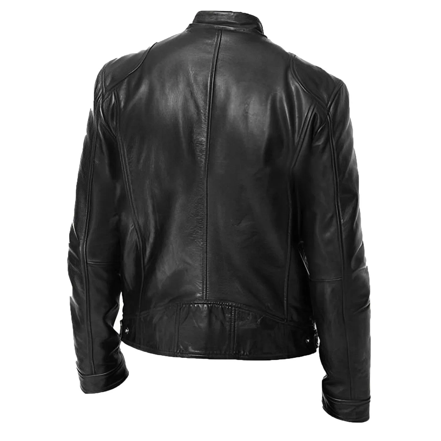 Мужская кожаная куртка с защитой Retro Leather Jacket, Black — фото 4