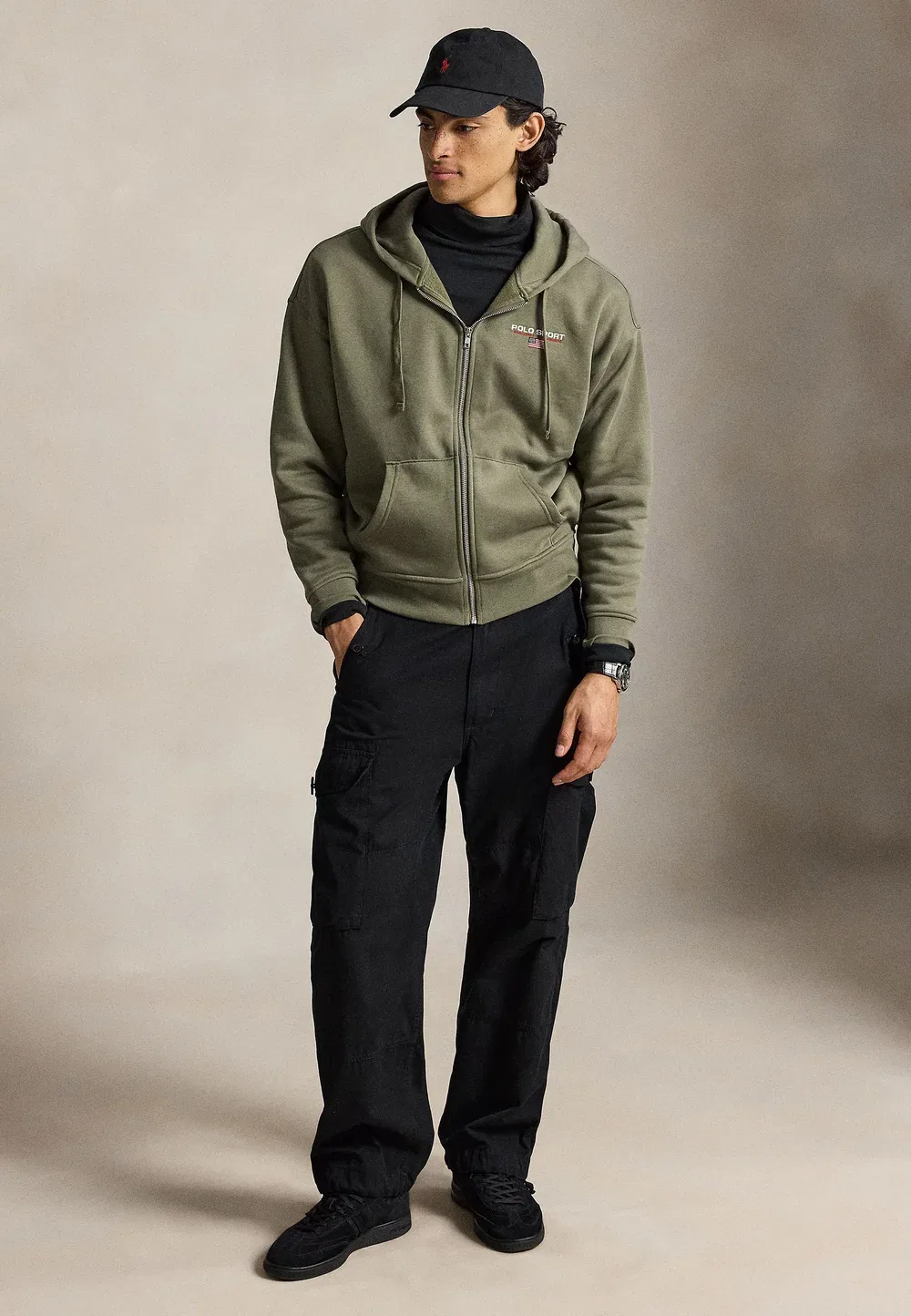 Толстовка-Поло свободного кроя, спортивная, унисекс, на молнии Polo Ralph Lauren, Cruise Olive — фото 2