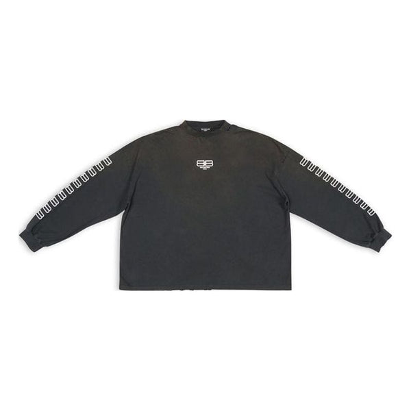 

Свитер embroidered bb sleeve crewneck sweater 'washed black white' Balenciaga, черный
