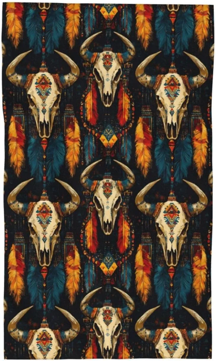 Мочалка для лица Микрофибра 69.8x40.6 см, GVYGVY, Ретро-племенной череп козла