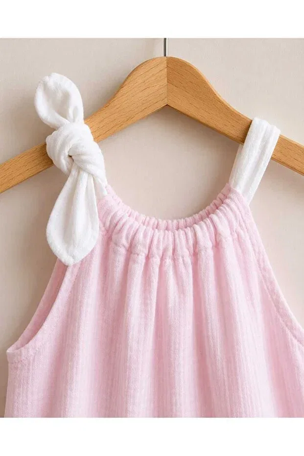 Детское платье для девочек с вышивкой Kidsense, Light Pink — фото 4
