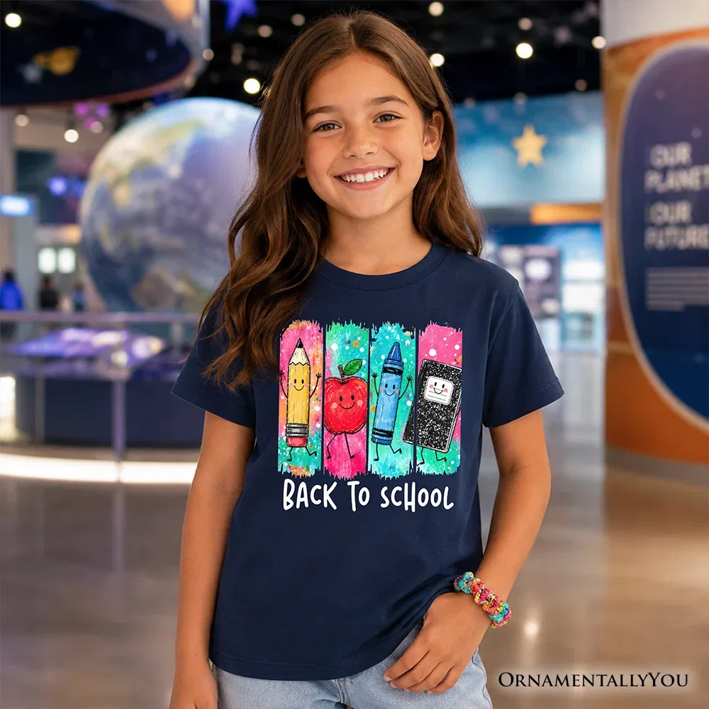 Детская футболка для мальчиков с принтом Apple Notebook School Graphic Tee OrnamentallyYou, темно-синий