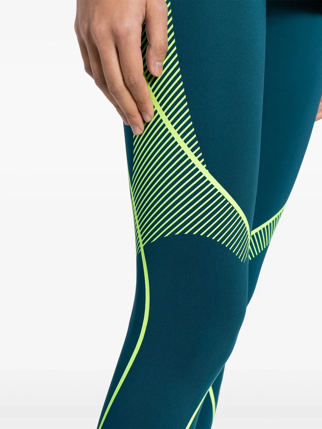 Леггинсы для бега TruePace Adidas, синий/неоновый зеленый — фото 3