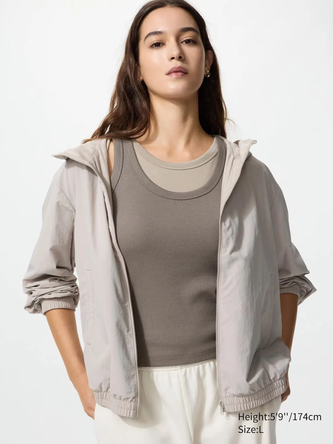 Парка Uniqlo, двусторонняя, бежевый