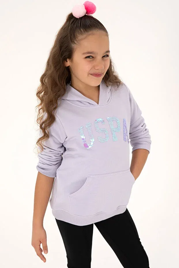 Детское худи для девочек с пайетками U.S. Polo Assn., Lilac