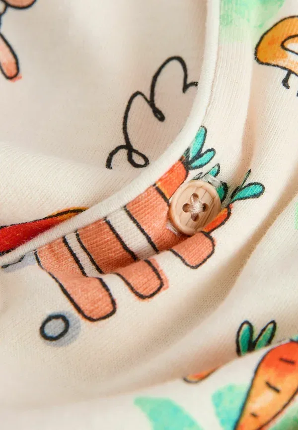 Пижамный комплект с принтом Regular fit single button through short pyjamas set Next, Ecru Yellow Blue Green Farmyard, синий/зеленый/желтый — фото 2