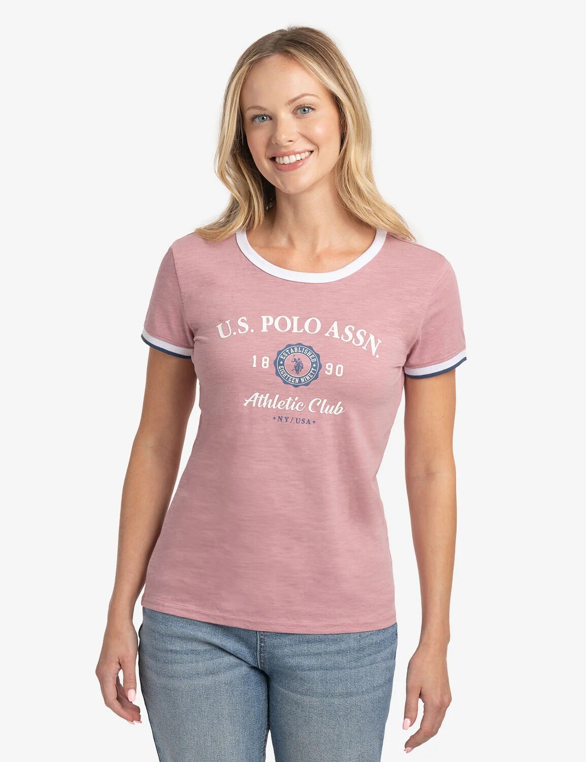 

Футболка U.S. Polo Assn. Small Soft Crest Ringer Jersey, розовый