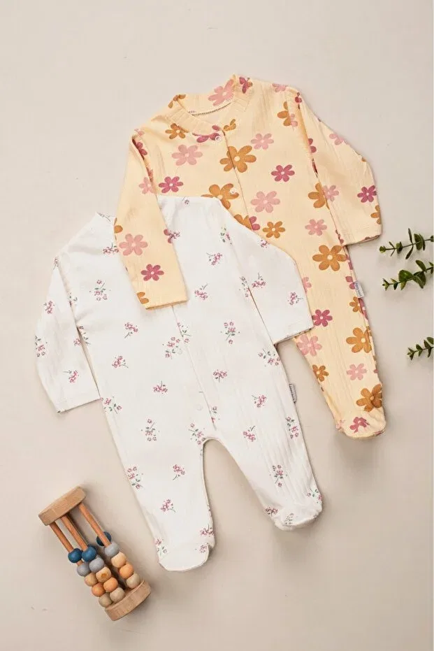 Детский комплект боди-комбинезонов для девочек 100% хлопок Enia Baby, Beige