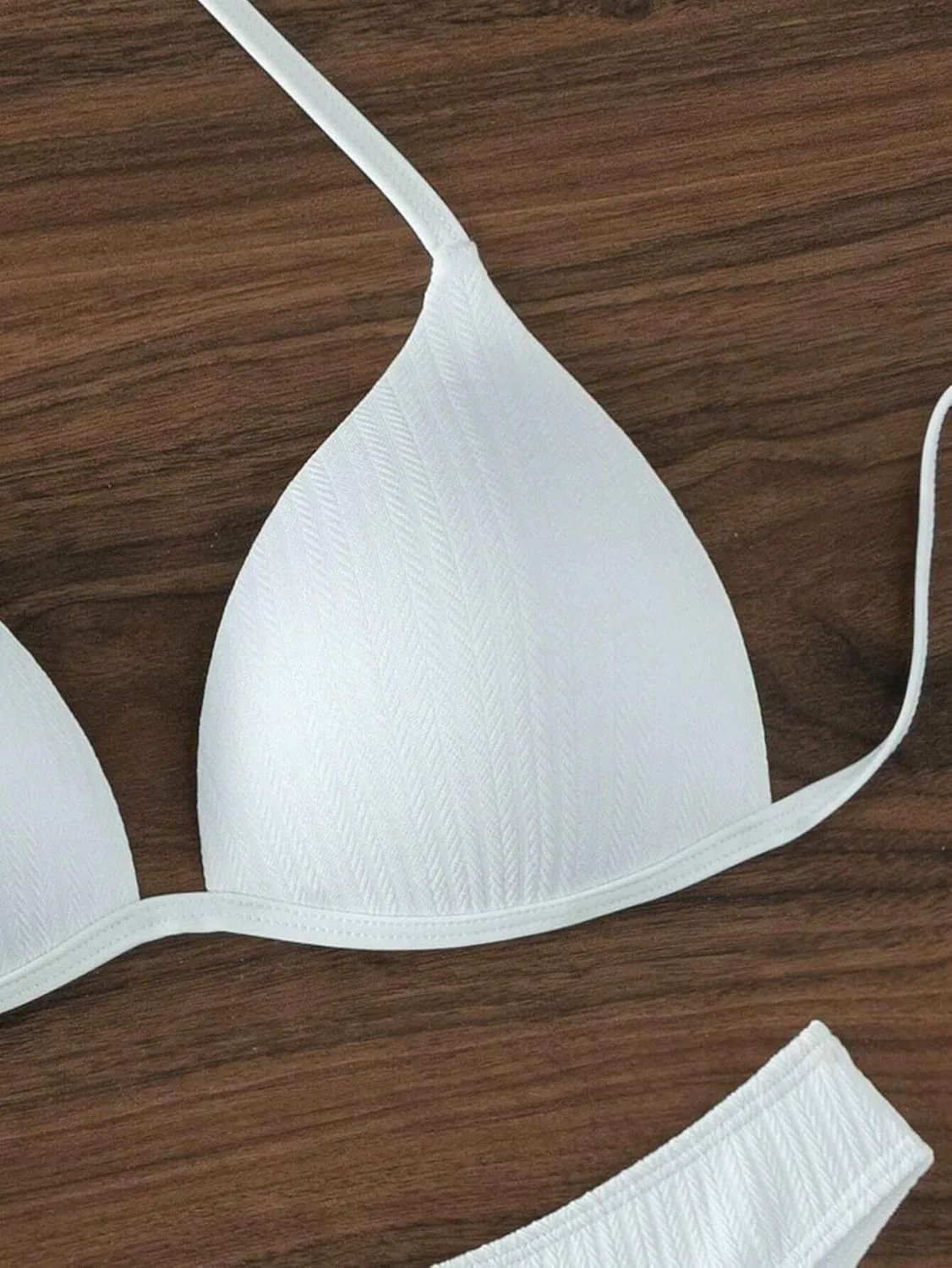 Женский бикини-комплект с высокой талией push-up Halter, White — фото 4