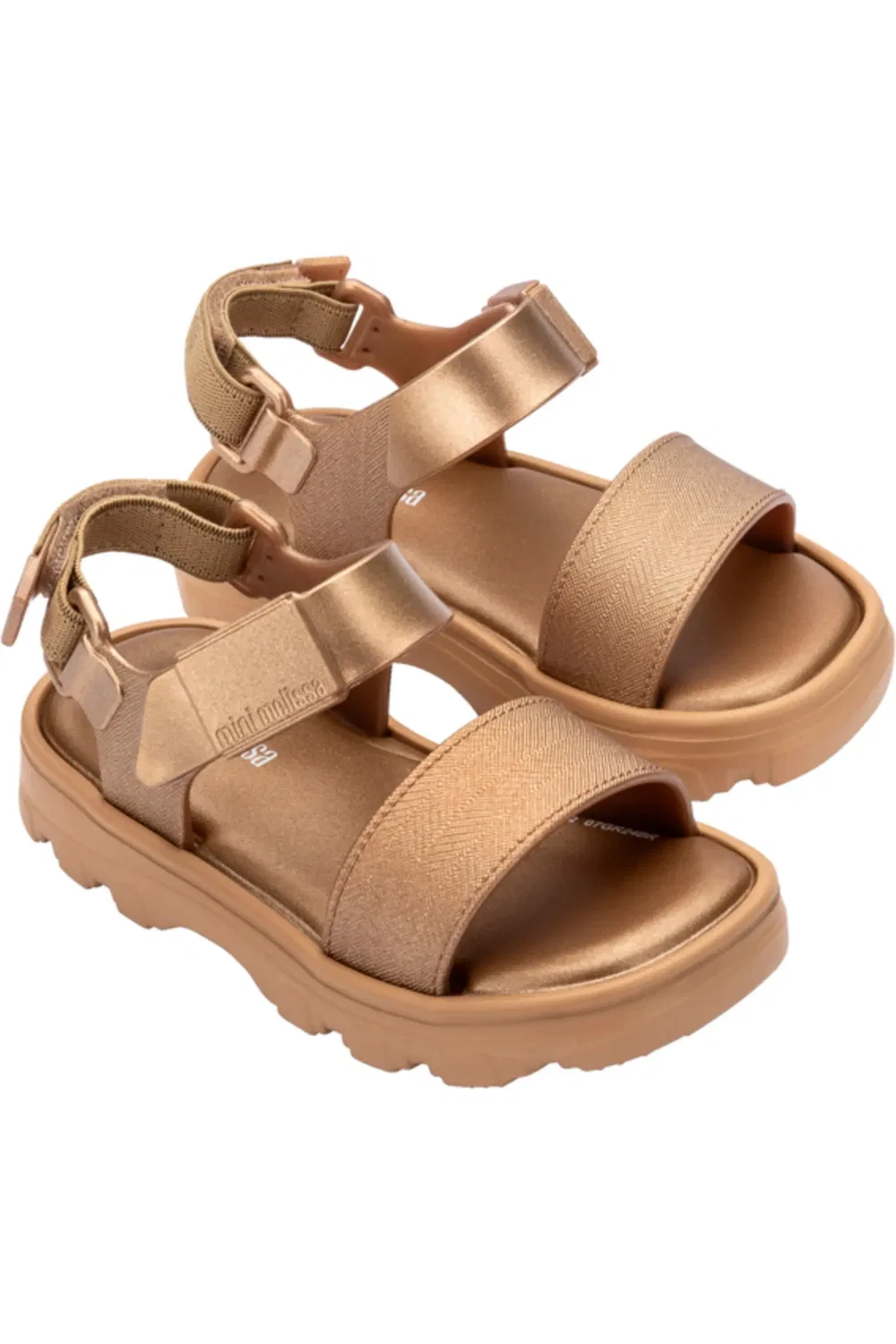 Сандалии детские платформа на липучках Kick Off Mini Melissa, Gold